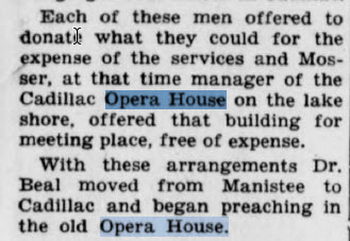 Cadillac Opera House - June 1951 Article (newer photo)